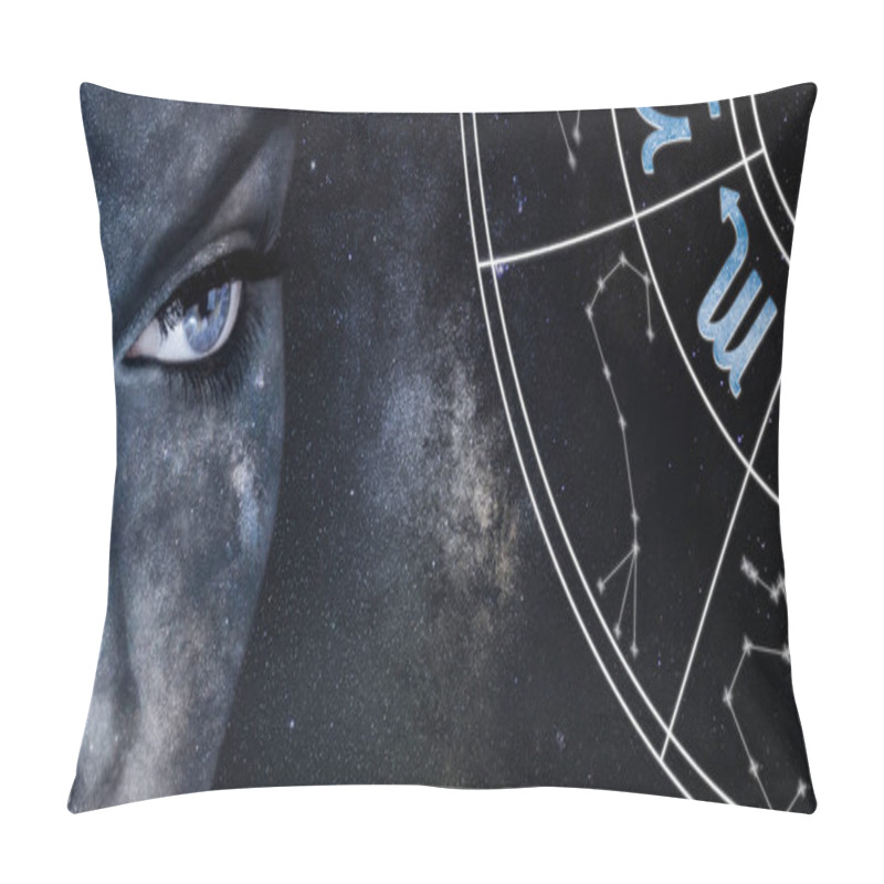 Personality  Scorpio Horoscope Sign. Astrology Women Night Sky Background Pillow Covers