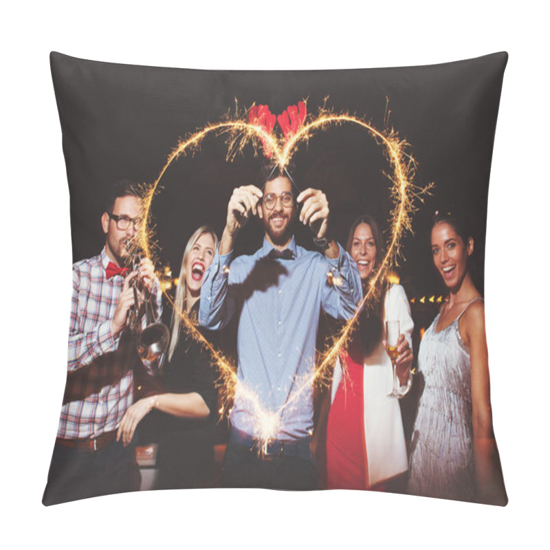 Personality  Group Of People Having A Party On The Roof  Pillow Covers