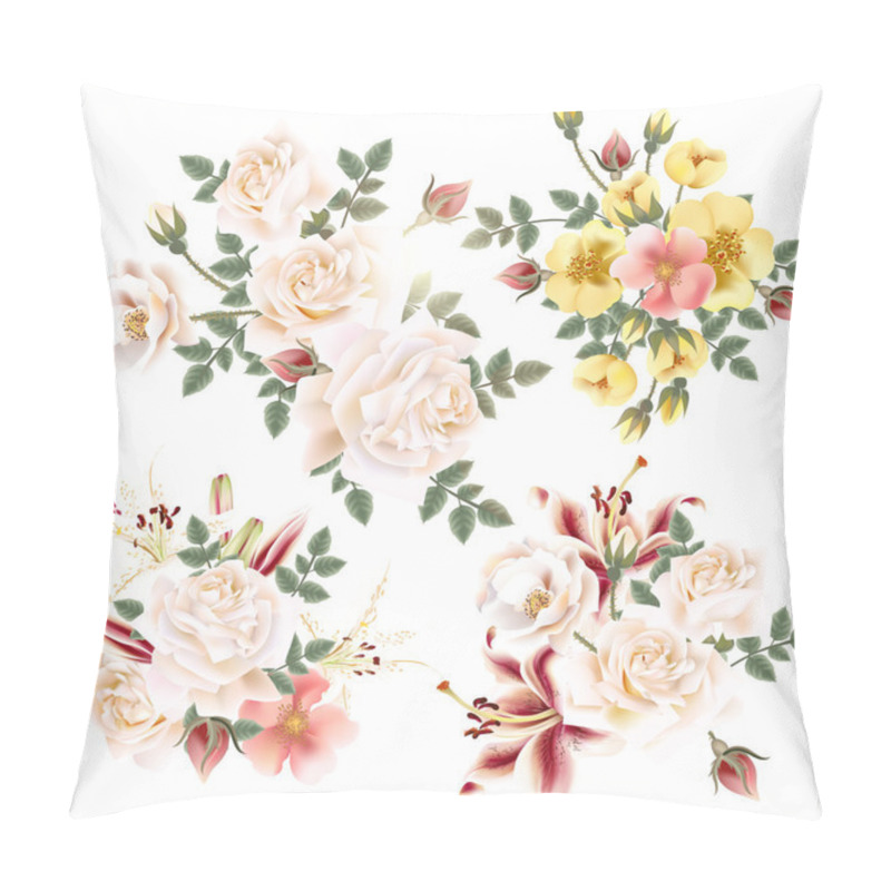 Personality  Collection Of Realistic  Flowers Roses And Lilies Pillow Covers