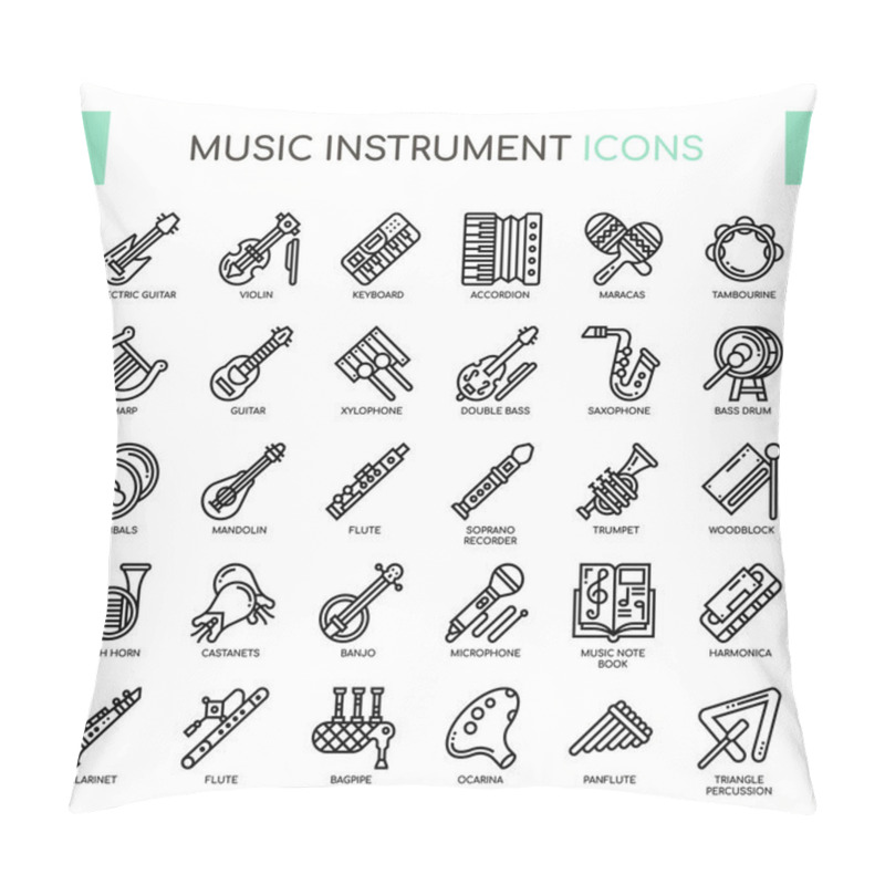 Personality  Music Instruments , Thin Line And Pixel Perfect Icons Pillow Covers