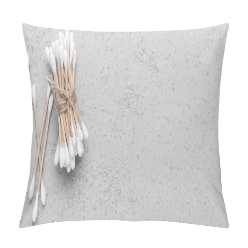 Personality  Eco Natural Bamboo Cotton Swabs Isolated On Gray Pillow Covers