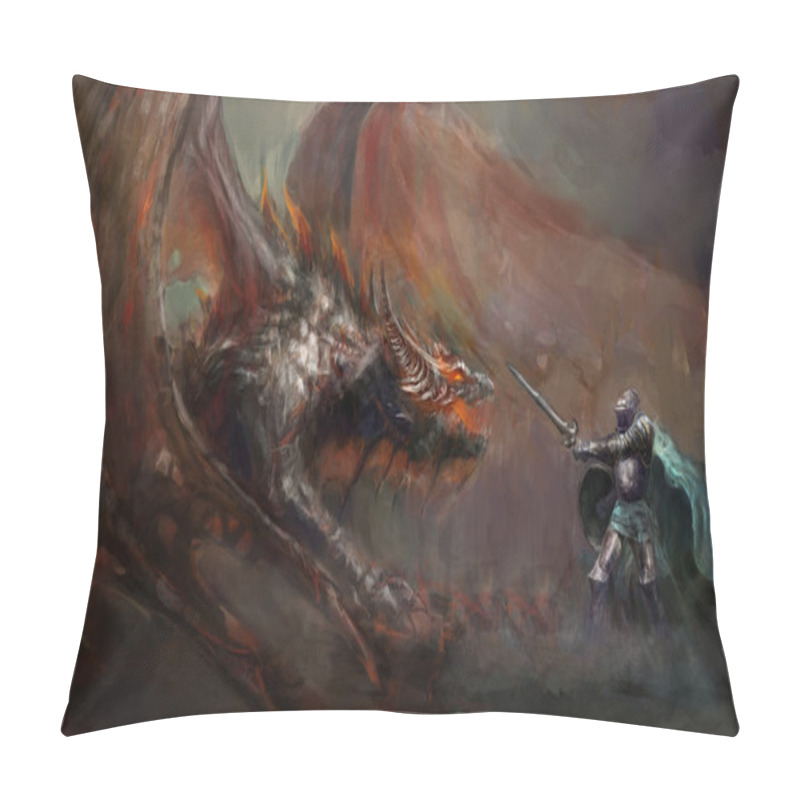 Personality  Knight Fighting The Dragon Pillow Covers