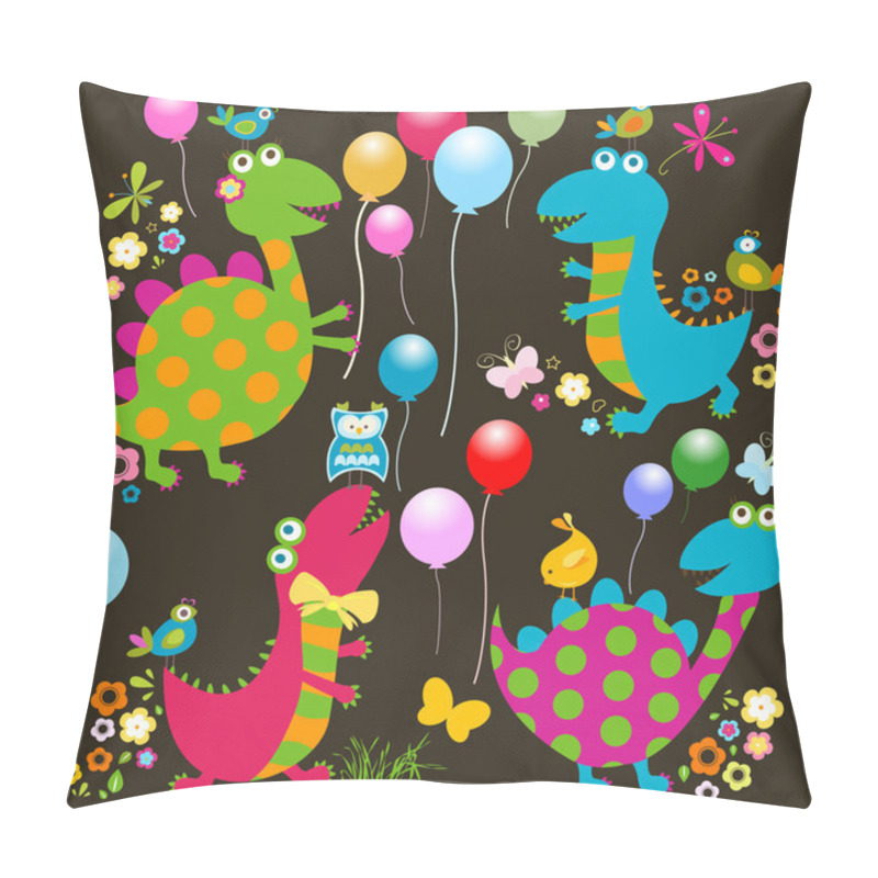 Personality  Happy Dinosaurs Card Pillow Covers