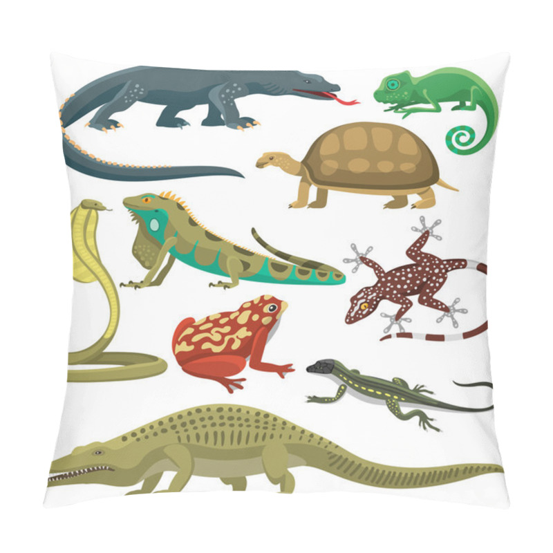 Personality  Reptiles Animals Vector Set. Pillow Covers