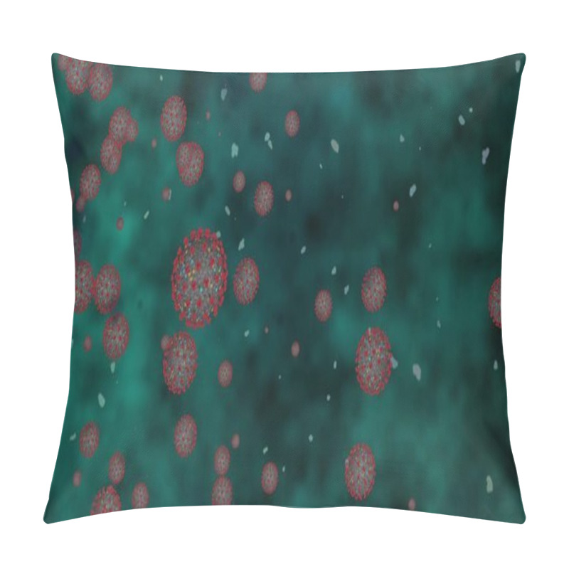 Personality  Coronavirus Cells COVID-19 Infectious Disease. Fast Transmission Spread Disease. High Concentration Of Coronavirus Animation. 3D Rendering 3D Illustration Pillow Covers