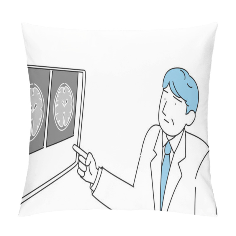 Personality  A Male Doctor Pointing To An Image Taken By An MRI Of The Brain Pillow Covers