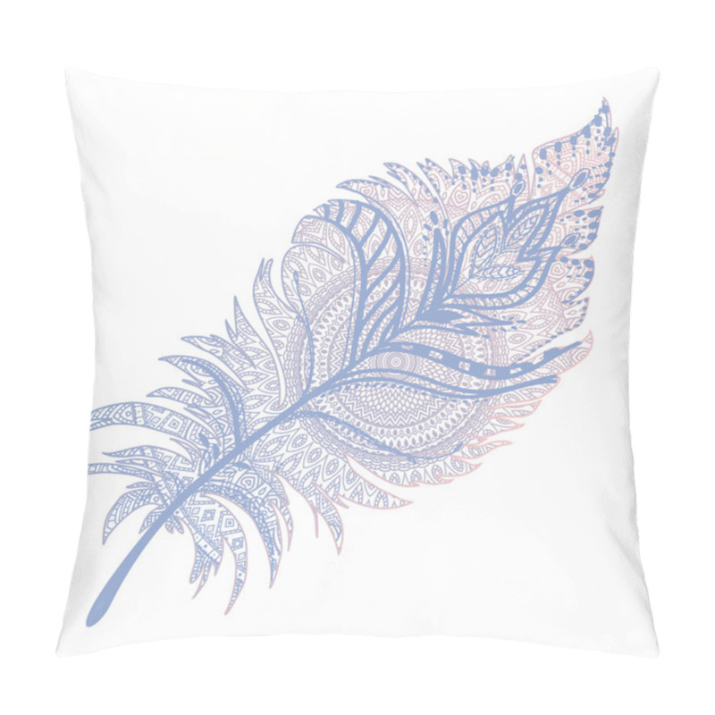 Personality  Pink And Blue Boho Feather Pillow Covers