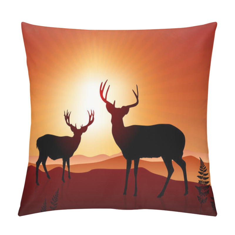 Personality  Deer On Sunset Background Pillow Covers