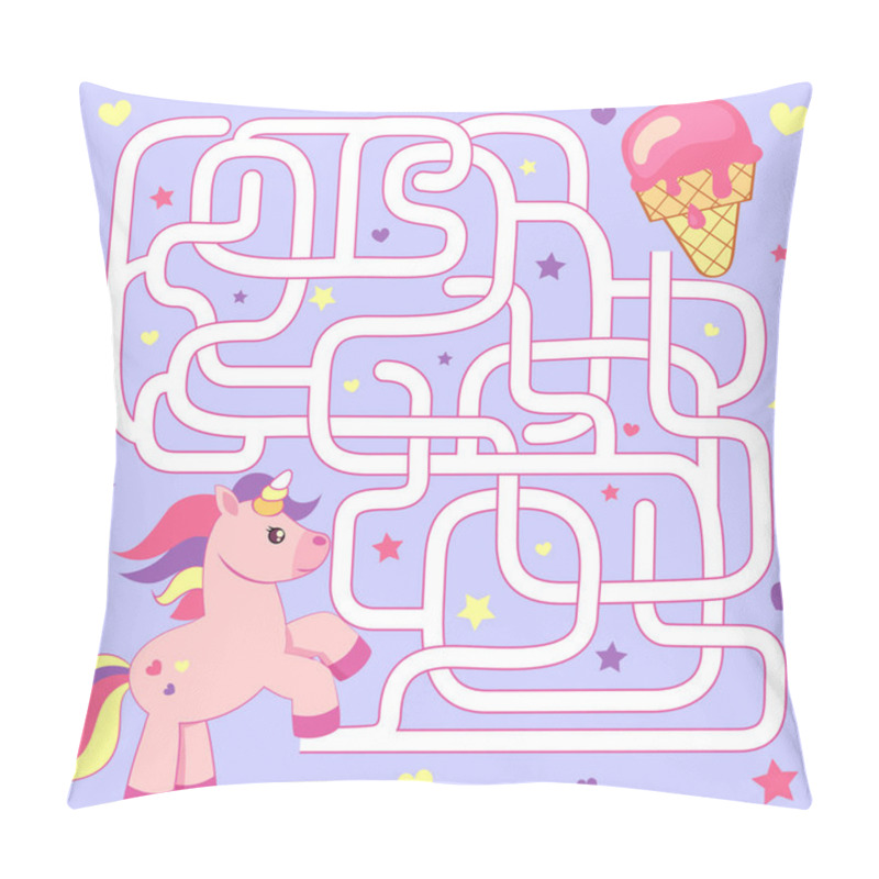 Personality  Help Unicorn Find Path To Ice Cream. Labyrinth. Maze Game For Kids Pillow Covers