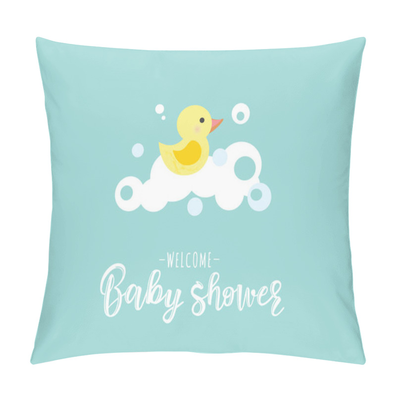 Personality  Vector Illustration Of A Baby Shower Invitation With A Cute Yellow Duck Pillow Covers