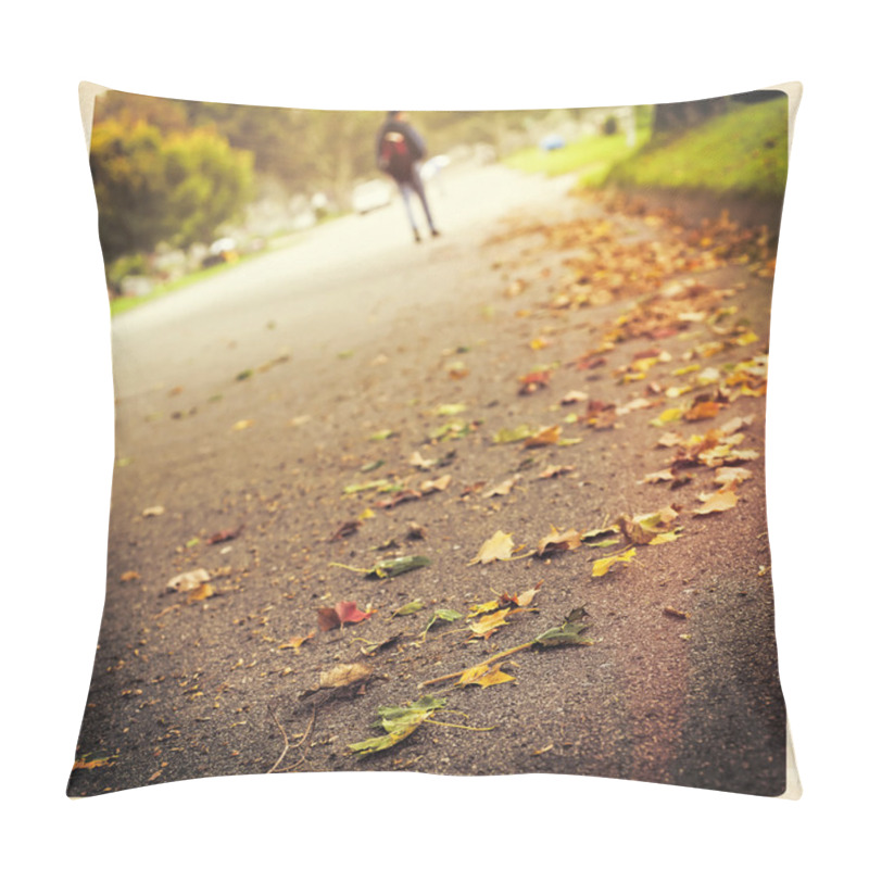 Personality  Man Walking In Autumn Pillow Covers