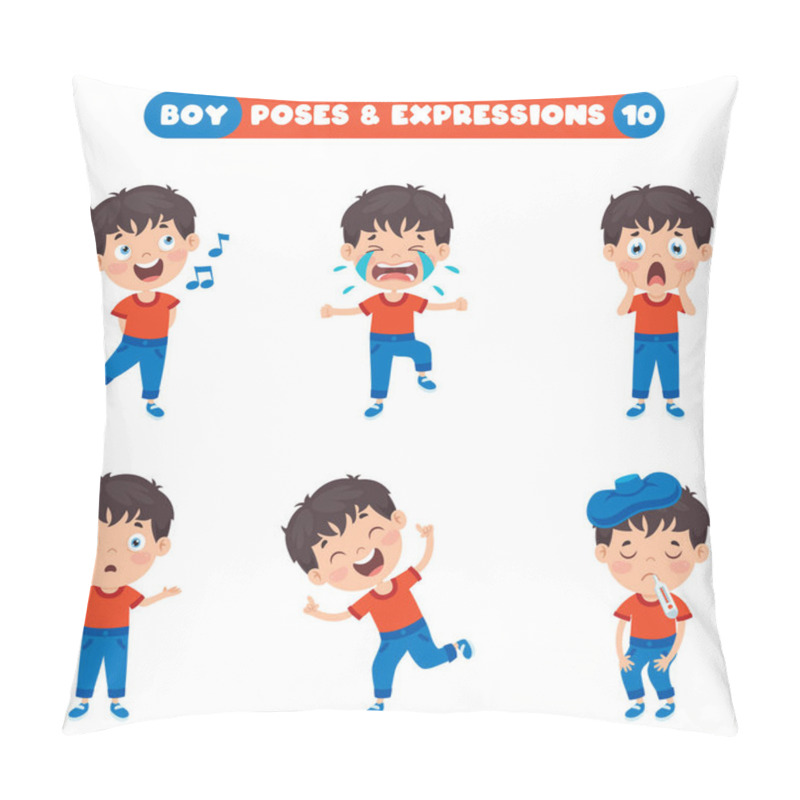 Personality  Poses And Expressions Of A Funny Boy Pillow Covers