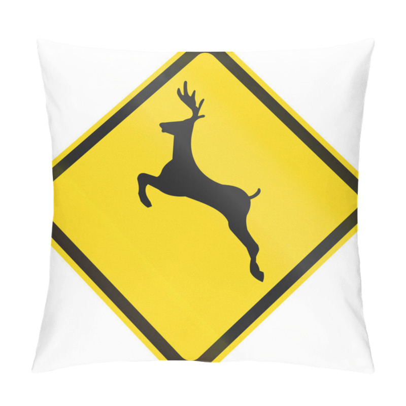 Personality  Deer Crossing Warning Sign Used In Brazil Pillow Covers