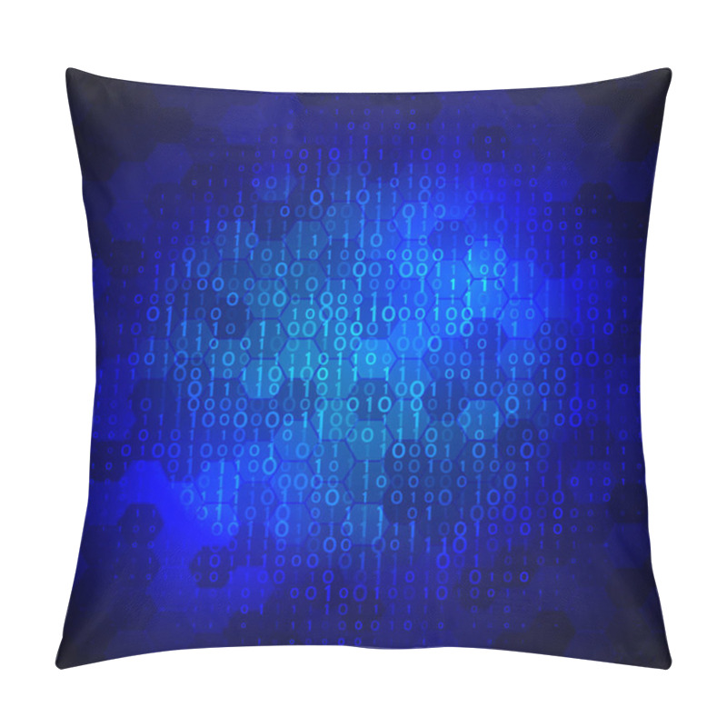 Personality  Abstract Binary Computer Code. Hi Tech Digital Technology On A Blue Background Pillow Covers