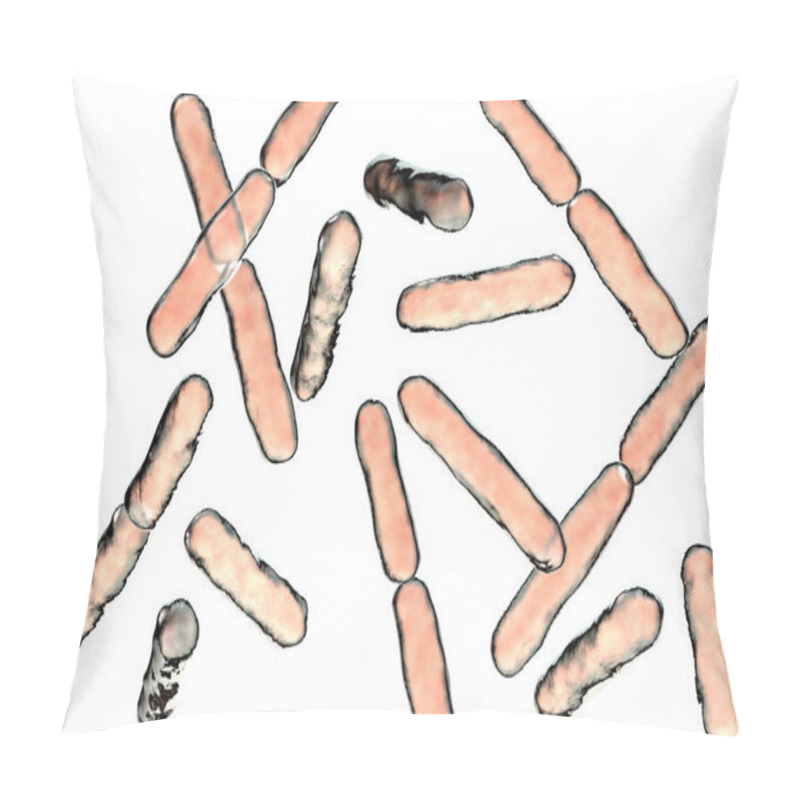 Personality  Bacteria Bifidobacterium, Gram-positive Anaerobic Rod-shaped Bacteria Which Are Part Of Normal Flora Of Human Intestine Are Used As Probiotics And In Yoghurt Production. 3D Illustration Pillow Covers