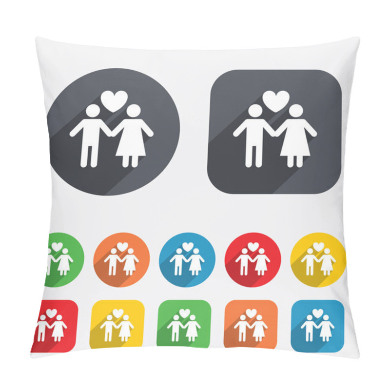 Personality  Couple Sign Icon. Male Love Female. Lovers. Pillow Covers