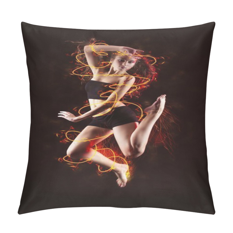 Personality  Young Girl Dancing With Fire Pillow Covers