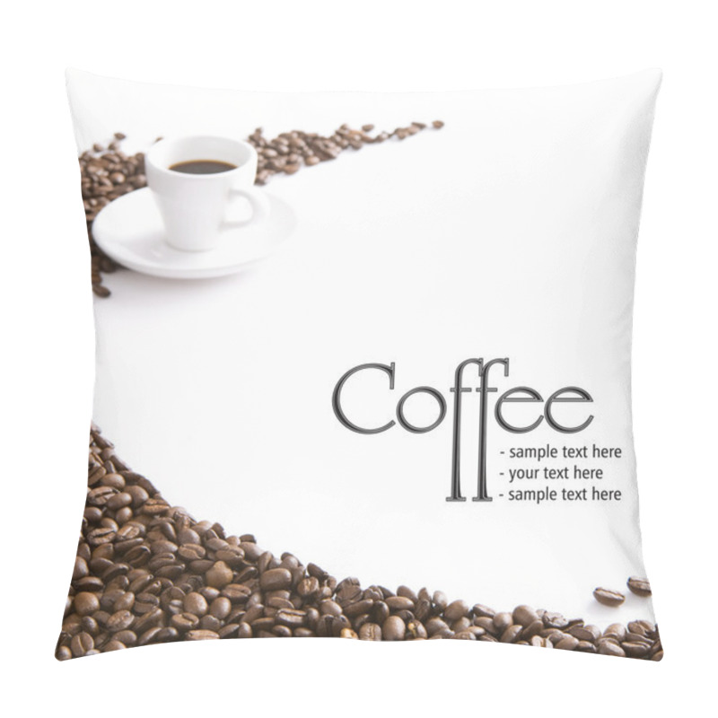 Personality  Coffee Cup And Grain On White Background Pillow Covers