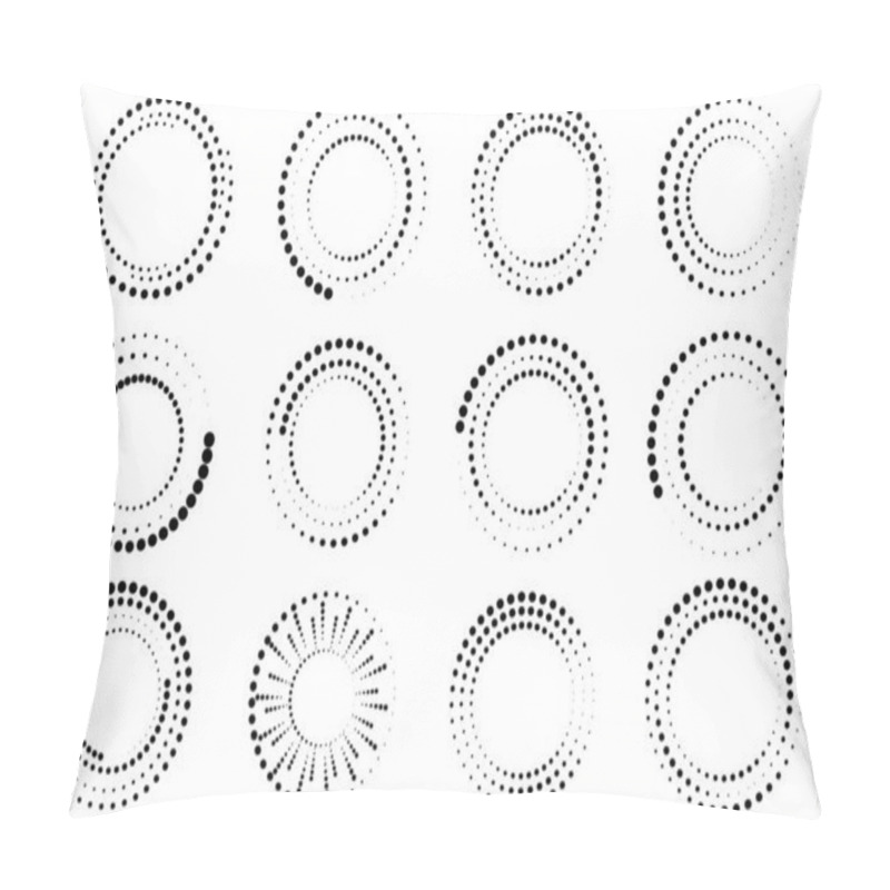 Personality  Collection Dotted Circulars Icons. Abstract Futuristic Design. Hand Drawn Art. Vector Illustration. Stock Image.  Pillow Covers