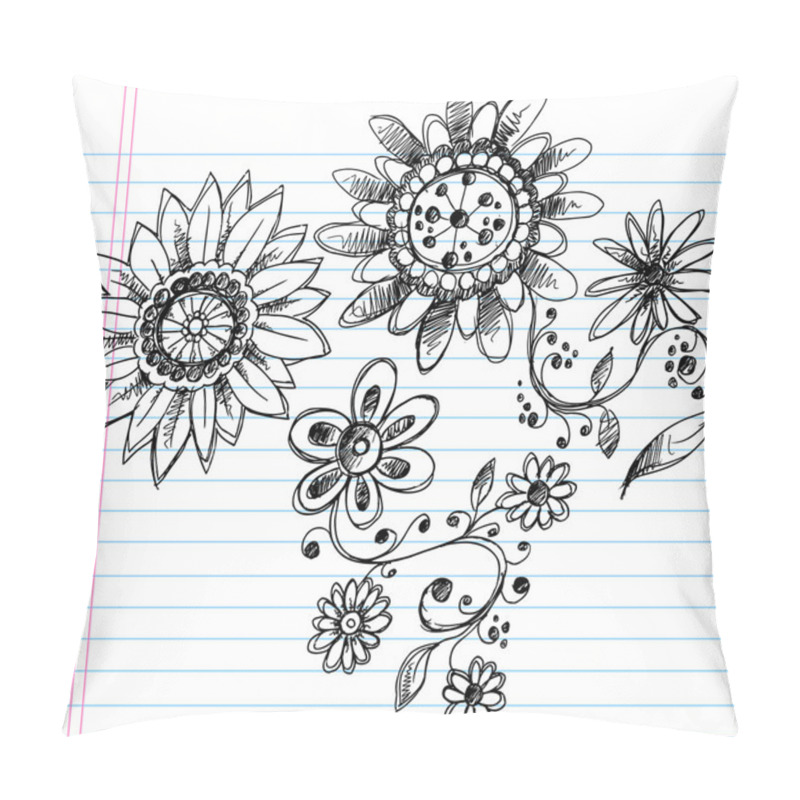 Personality  Sketchy Doodle Henna Elegant Flowers And Vines Vector Pillow Covers