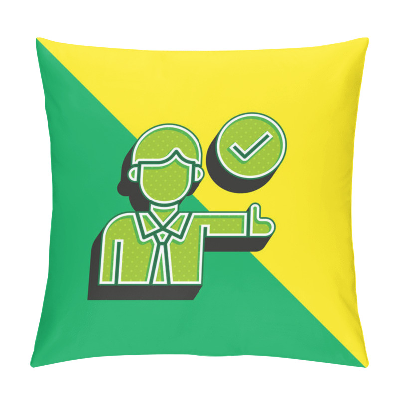 Personality  Approve Green And Yellow Modern 3d Vector Icon Logo Pillow Covers