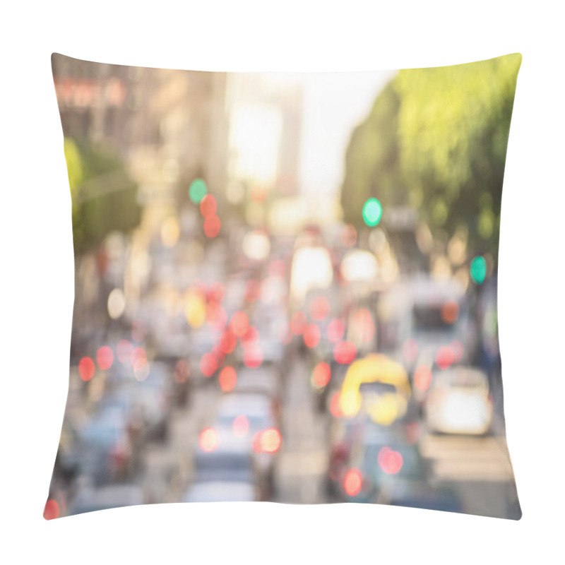 Personality  Rush Hour With Defocused Cars And Generic Vehicles - Traffic Jam In Los Angeles Downtown - Blurred Bokeh Postcard Of American Iconic City With Bright Daylight Colors - Real Life Transportation Concept Pillow Covers