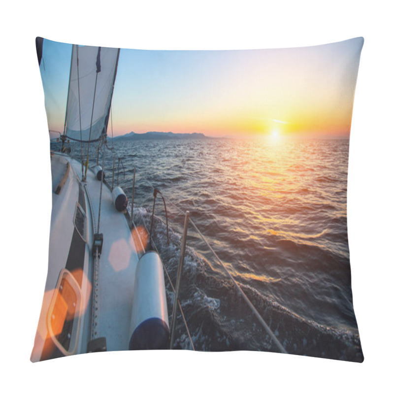 Personality  Yacht At Sailing Regatta  Pillow Covers