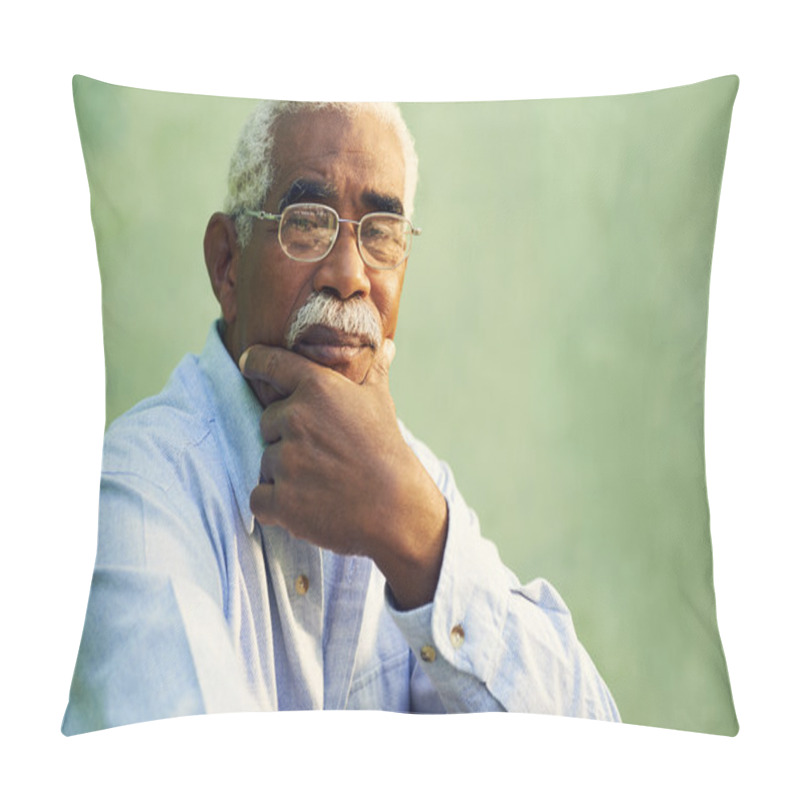 Personality  Portrait Of Serious African American Old Man Looking At Camera Pillow Covers