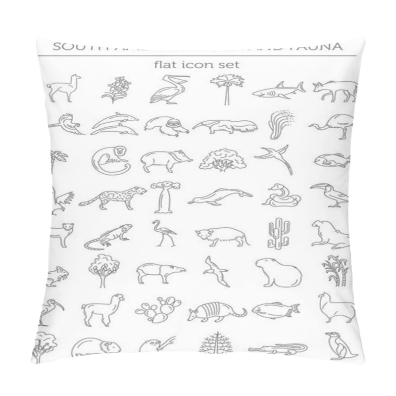 Personality  Flat South America Flora And Fauna  Elements. Animals, Birds And Pillow Covers