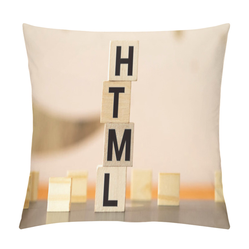 Personality  Closeup Of Wooden Word On Wooden Table Background Concept - HTML. Pillow Covers