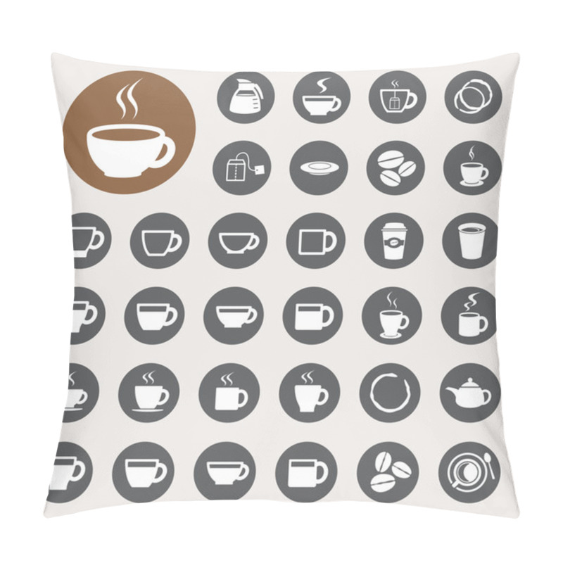 Personality  Coffee Cup And Tea Cup Icon Set. Pillow Covers