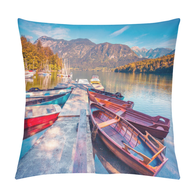 Personality  Morning On The Bohinj Lake With Boats Pillow Covers