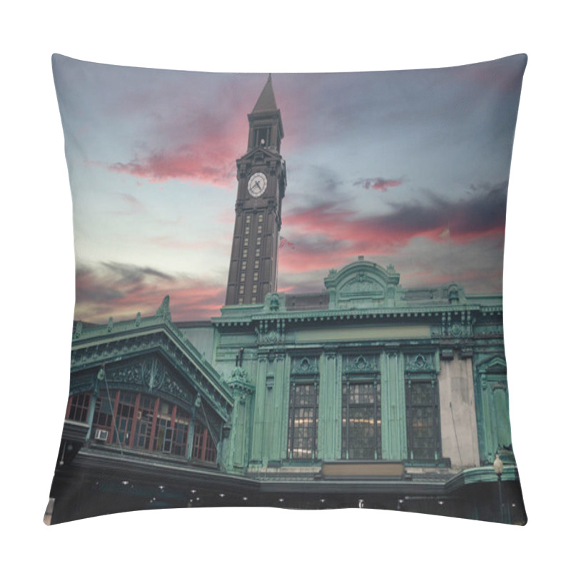 Personality  Lackawanna Clock Tower During Sunset In New York City Pillow Covers