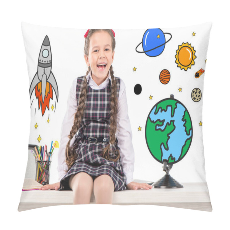 Personality  School Girl Dreaming About Space Traveling Pillow Covers