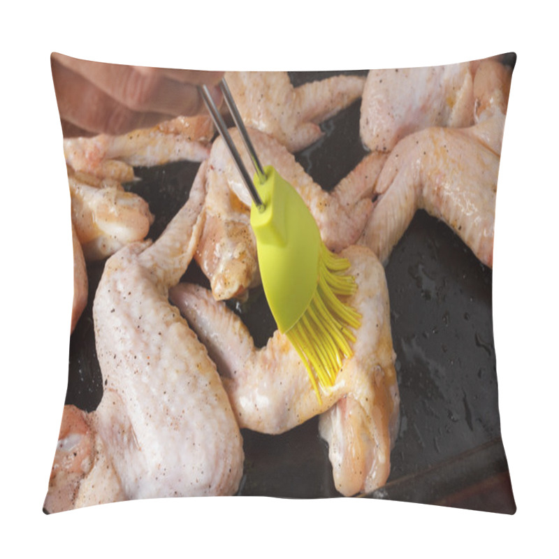 Personality  Several Raw Chicken Wings On A Baking Sheet.  Pillow Covers