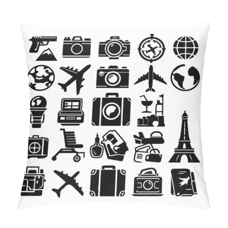 Personality  Traveling Icon Silhouette Vector Design Pillow Covers