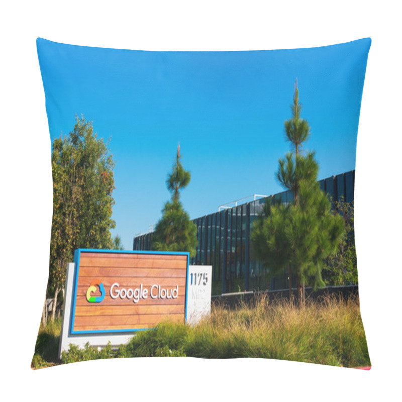 Personality  Google Cloud Sign Is Displayed At Google Campus In Silicon Valley Pillow Covers