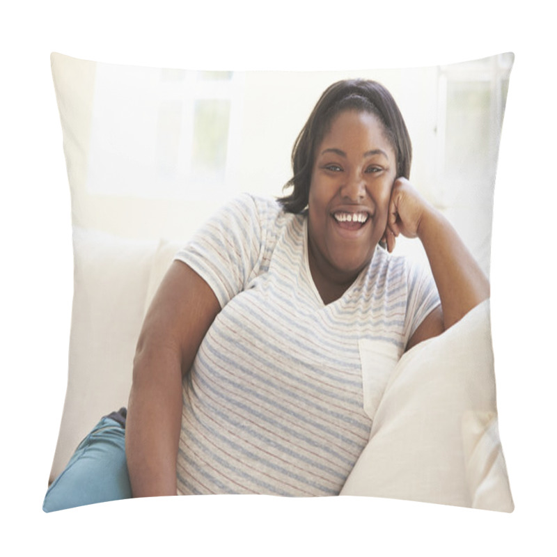 Personality  Overweight Woman Sitting On Sofa Pillow Covers