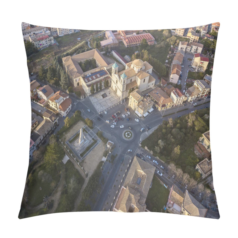 Personality  Aerial View Of The Cathedral Square Of Santa Maria Maggiore Or San Leoluca, Municipal Park, Houses And Roofs, Urban Area, Vibo Valentia, Calabria, Italy. Church Pillow Covers