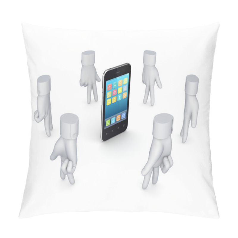 Personality  Stylized Cursors Around Modern Mobile Phone. Pillow Covers