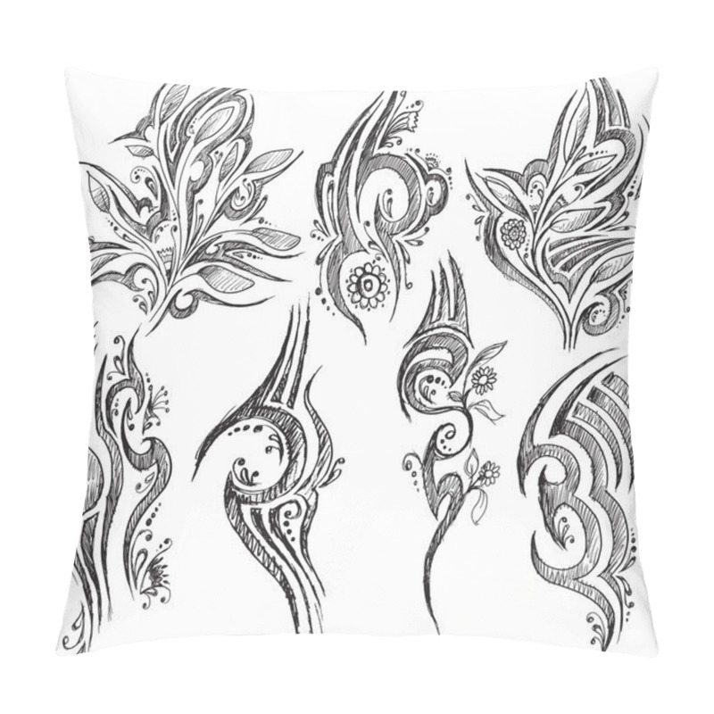 Personality  Doodle Tattoo On White Pillow Covers