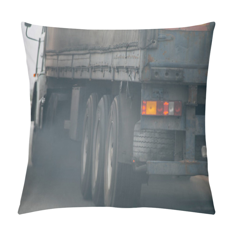 Personality  Air Pollution From Truck Vehicle Exhaust Pipe On Road Pillow Covers