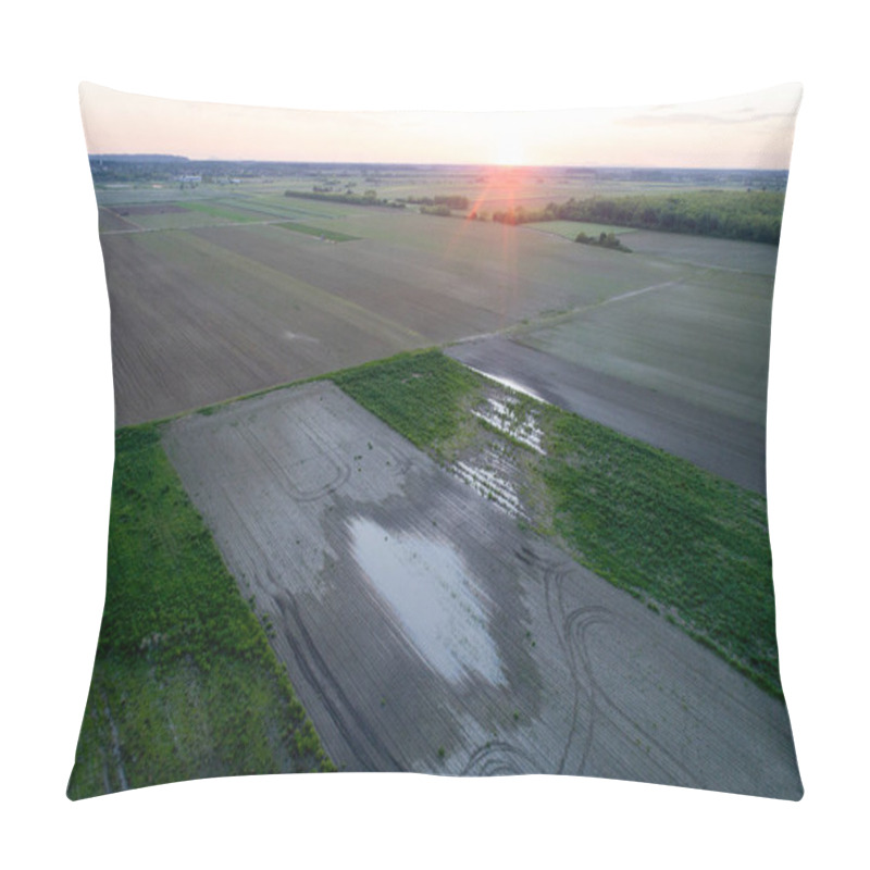 Personality  Top View Of Flooded Agricultural Field Pillow Covers