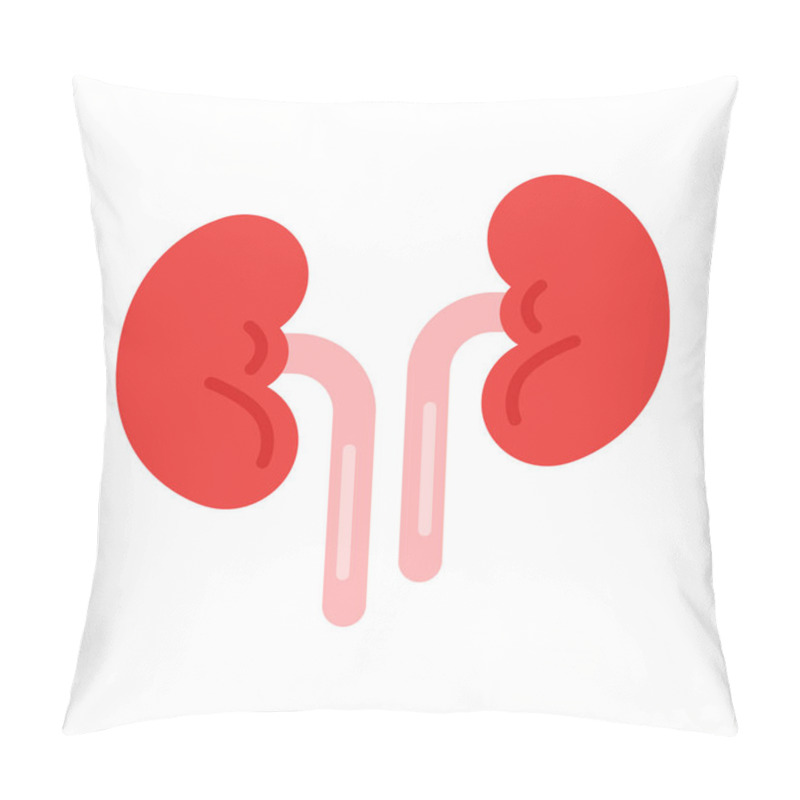 Personality  Kidneys Icon Vector Illustration Design, Cute Flat Icon Design, Human Organ Pillow Covers