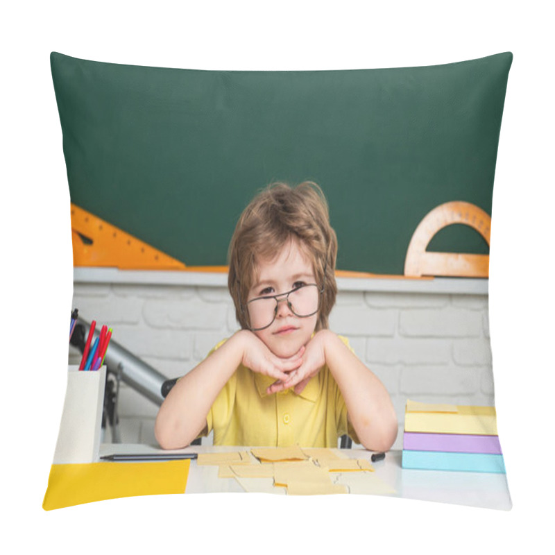 Personality  Home School For Pupil. Elementary School Classroom. Child Tutoring. Pillow Covers