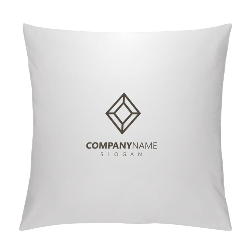 Personality  Black And White Simple Vector Geometric Line Art Logo Of Diamond Shape Gemstone Pillow Covers