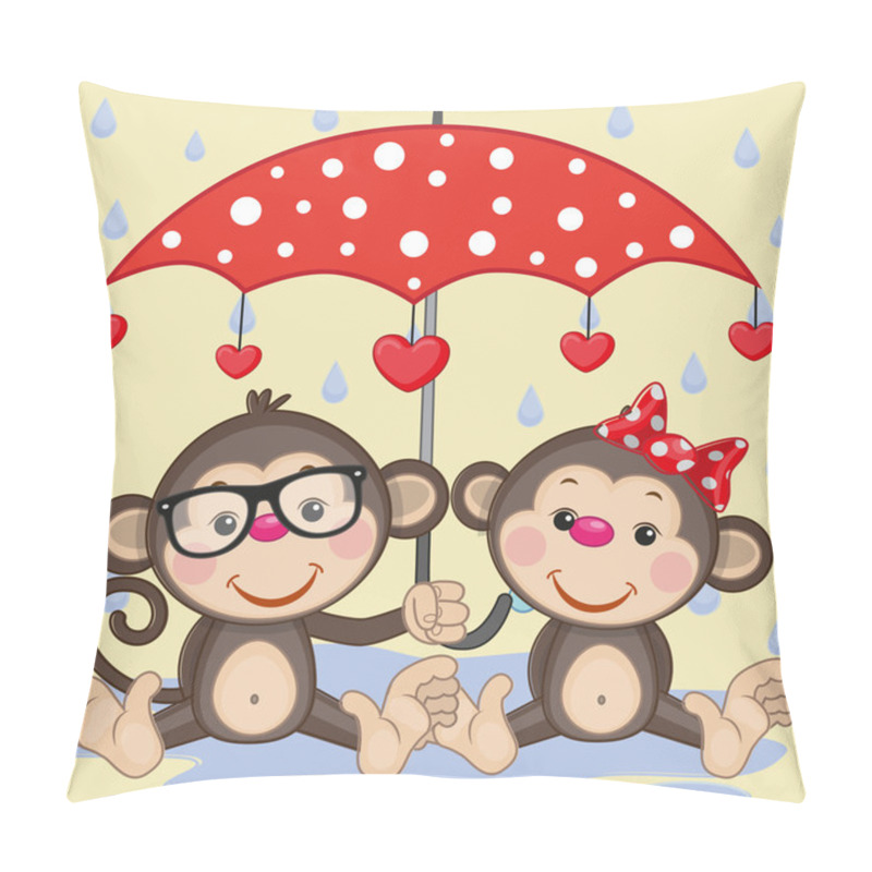 Personality  Two Monkeys With Umbrella Pillow Covers