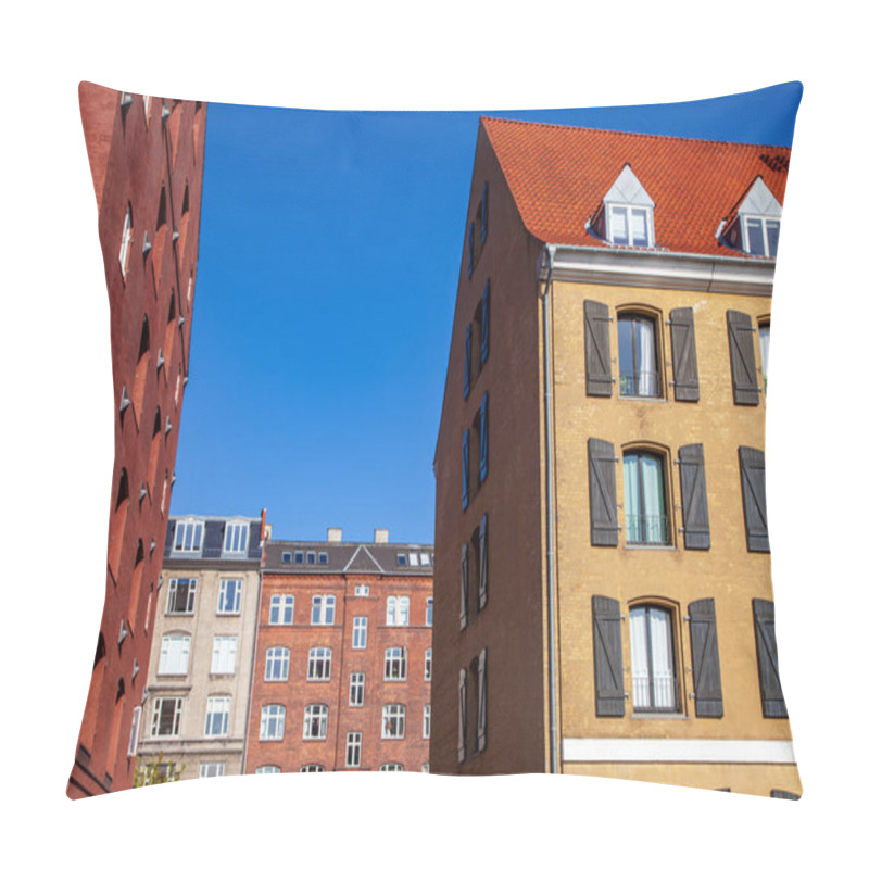 Personality  Low Angle View Of Beautiful Historical Buildings And Blue Sky, Copenhagen, Denmark Pillow Covers