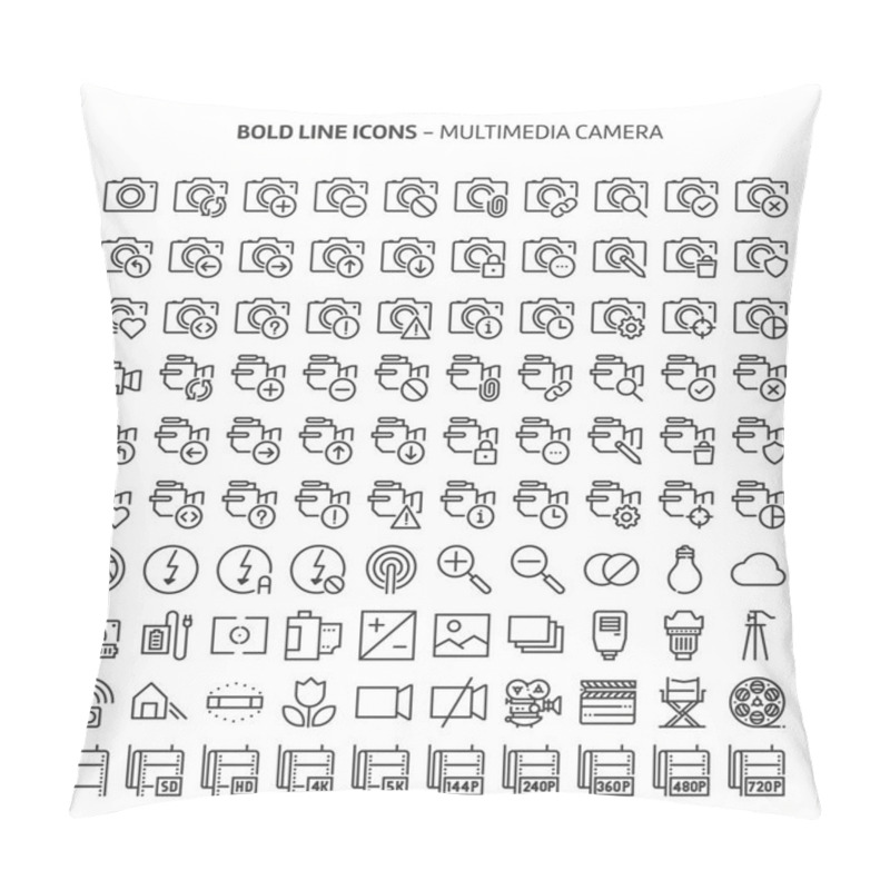 Personality  Camera, Bold Line Icons. The Illustrations Are A Vector, Editable Stroke, 48x48 Pixel Perfect Files. Crafted With Precision And Eye For Quality. Pillow Covers