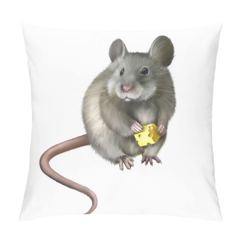 Personality  House Mouse Eating Piece Of Cheese Pillow Covers